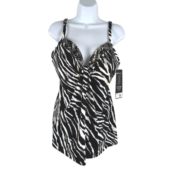 Miraclesuit Marina Tankini Swim Top Size 16 Zebra Animal Print NWT SW-2106 - Picture 1 of 9